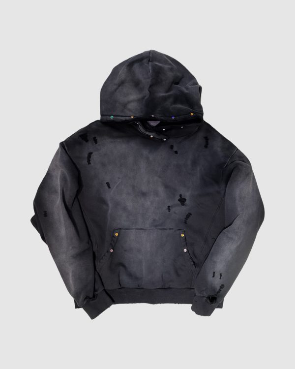 Gem-Fade Distressed Hoodie